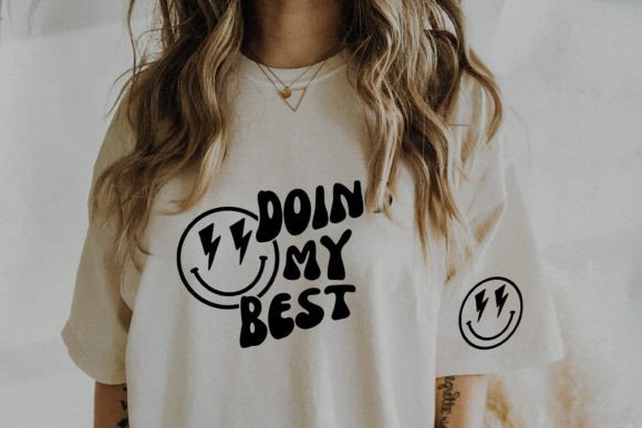 Doing My Best SVG Smiley Face Retro Boho Graphics