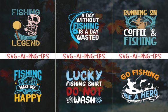 Fishing Bundle T-Shirt Designs & Graphics