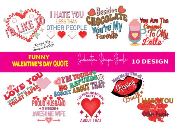 Funny Valentine’s Day Sublimation Bundle: Graphics & T-Shirt Designs