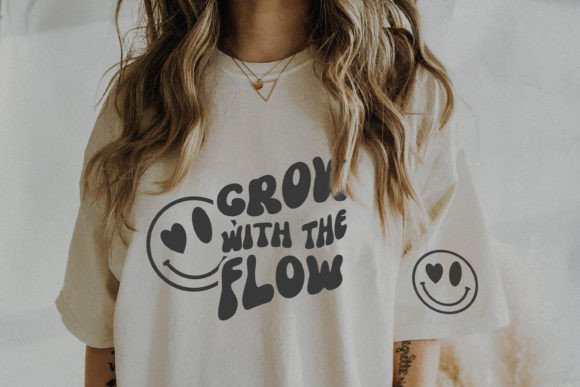 Grow with the Flow Smiley Face Retro Pod Graphics