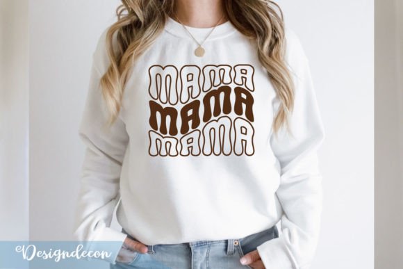 Mama Retro Wavy Outlined Typography SVG for T-Shirt Designs & Graphics