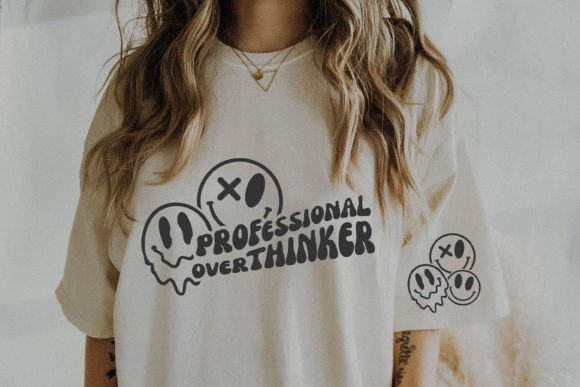 Professional Overthinker Smiley Face SVG: Graphics for T-Shirt Designs & Local Branding
